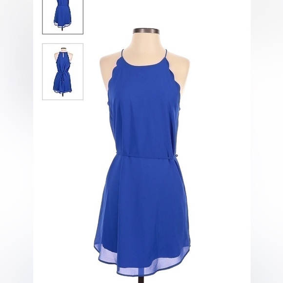 lost april cream colored halter mini dress with scalloped neckline - Picture 5 of 11